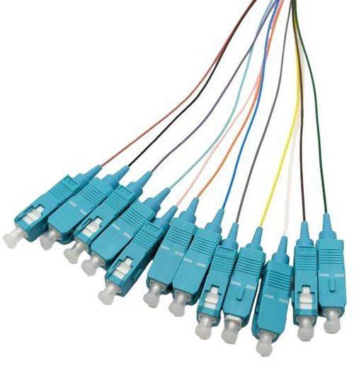 Tecline LWL Faserpigtails, OM3, farbig, SC/UPC, 2,0 m, 12 Stück