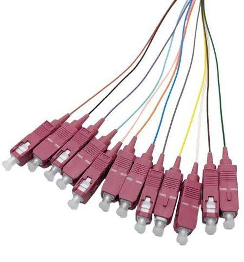 Tecline LWL Faserpigtails, OM4, farbig, SC/UPC, 2,0 m, 12 Stück