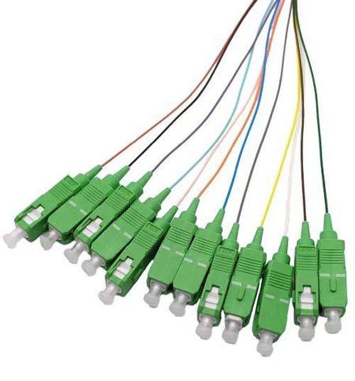 Tecline LWL Faserpigtails, OS2, farbig, SC/APC 8°, 2,0 m, 12 Stück