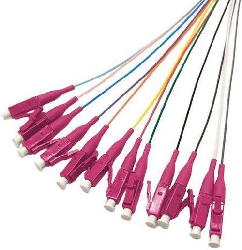 Tecline LWL Faserpigtails, OM4, farbig, LC/UPC, 2,0 m, 12 Stück