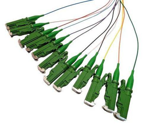 Tecline LWL Faserpigtails, OS2, farbig, LSH/APC 8°, 2,0 m, 12 Stück