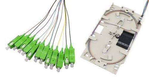 Tecline LWL Spleißkassette mit 12x Faserpigtail OM5, farbig, SC/UPC, 2,0 m, 12 Stück