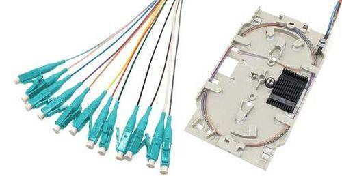 Tecline LWL Spleißkassette mit 12x Faserpigtail OM3, farbig, LC/UPC, 2,0 m, 12 Stück