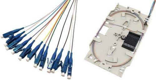 Tecline LWL Spleißkassette mit 12x Faserpigtail OS2, farbig, LC/UPC, 2,0 m, 12 Stück