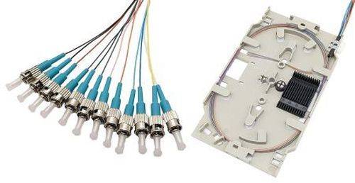 Tecline LWL Spleißkassette mit 12x Faserpigtail OM3, farbig, ST/UPC, 2,0 m, 12 Stück