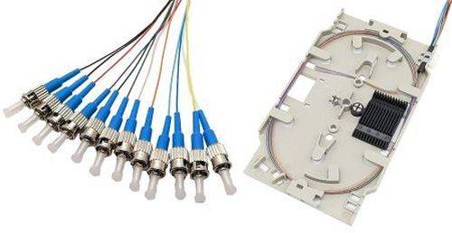 Tecline LWL Spleißkassette mit 12x Faserpigtail OS2, farbig, ST/UPC, 2,0 m, 12 Stück