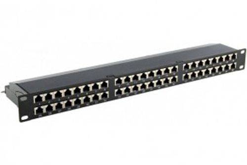 Patchfeld, Cat.6, 48 Port, STP, 1 HE, 19 Zoll, schwarz