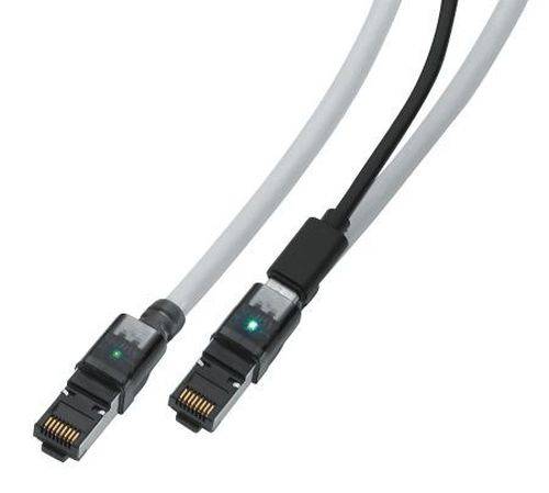 Nambo LED Patchkabel Cat 6a, S/FTP, LSZH, mit USB-C Schnittstelle, grau, 0,5 m