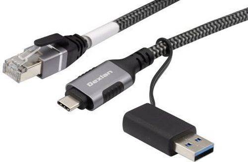 Dexlan USB Gigabit Ethernet Netzwerkkabel, USB C/A an RJ45, 2,0 m