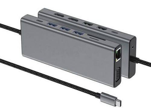 Dacomex 14-in-1 MST Dockingstation für 3 Bildschirme, 4K Ultra HD, LAN, 100 W PD, 5 Port USB Hub, Au