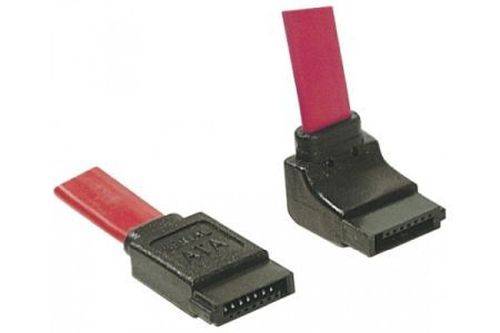 SATA III Kabel, 7pol SATA St. / 7pol SATA St, 1 Seite nach unten abgewinkelt, ca. 0,5 m, rot