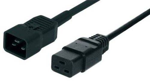 Kaltgeräte-Verlängerungskabel 16 A, C20 an C19, 2,5 m, schwarz