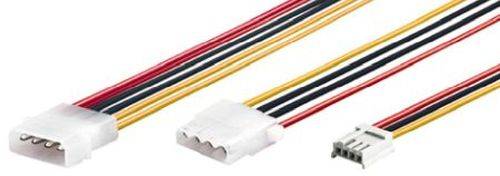 Stromversorgungs Y-Kabel, 1x 5,25" St. / 1x 5,25" Bu. und 1x 3,5" Bu., 0,2 m