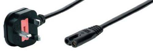 Netzanschlusskabel England, Stecker an Euro 8 Buchse, schwarz, 1,8 m