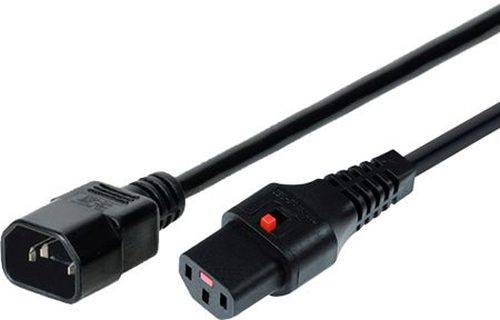Kaltgeräte-Verlängerungskabel IEC LOCK 10 A, mit Verriegelung, 3,0 m, schwarz
