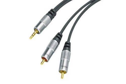 Professional Audiokabel, High Quality, 1x 3,5 mm Stereo Klinkenst. / 2x Cinch St., 3,0 m