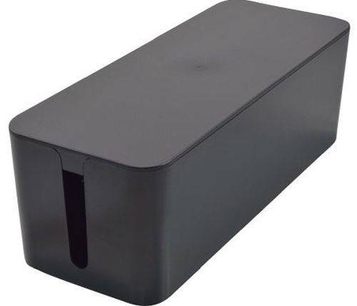 Kabelbox groß für Steckdosenleisten, schwarz, 400 x 160 x 135 mm