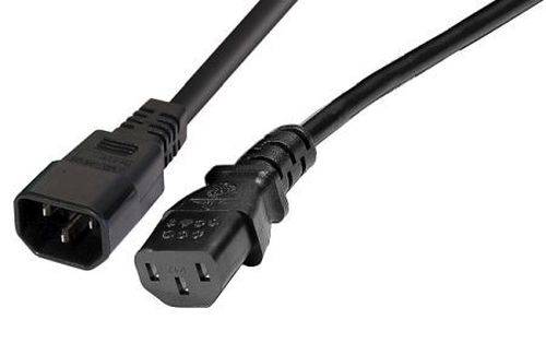 Kaltgeräte-Verlängerungskabel, Kaltgerätestecker auf Kaltgerätekupplung, 3,0 m, schwarz