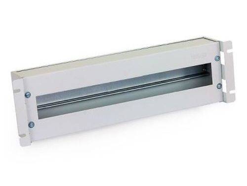 Triton 19"-Schutzschalterleiste 3 HE mit Abdeckung, mit Hutschiene, lichtgrau RAL 7035