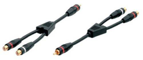 Cinch Y Adapterkabel, 1x Cinch St./2x Cinch Bu., 0,2 m