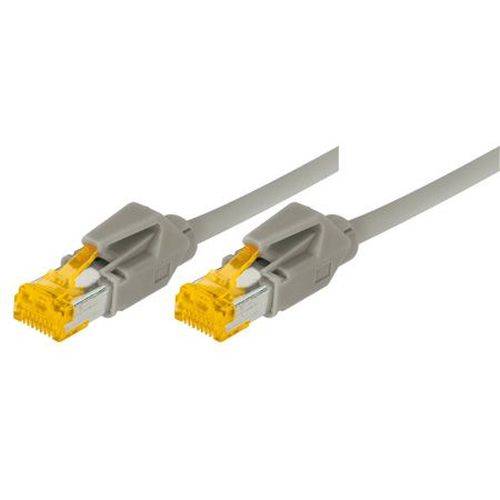 Tecline Patchkabel Cat. 6A (ISO/IEC), S/FTP, halogenfrei, mit Rastnasenschutz, grau, 50,0 m