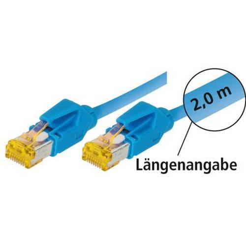 Tecline Patchkabel Cat. 6A (ISO/IEC), S/FTP (PiMF), halogenfrei, mit Rastnasenschutz, blau, 3,0 m