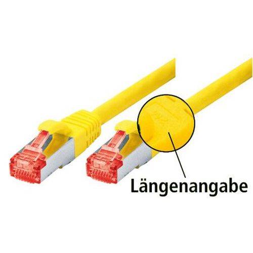 Dexlan Patchkabel Cat. 6, S/FTP (PiMF), halogenfrei, mit Rastnasenschutz, gelb, 0,25 m