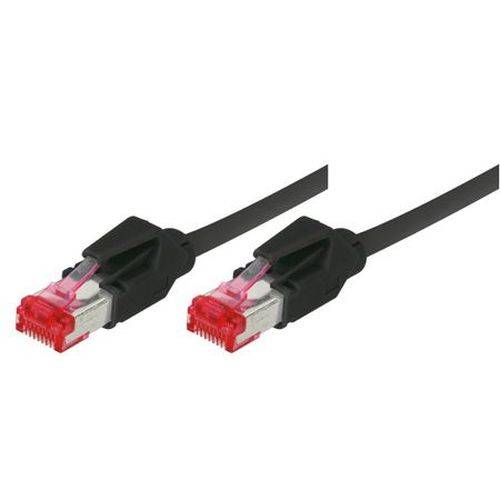 Tecline Patchkabel Cat. 6 (EIA/TIA), S/FTP, halogenfrei, mit Rastnasenschutz, schwarz, 0,3 m