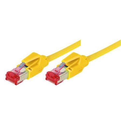 Tecline Patchkabel Cat. 6 (EIA/TIA), S/FTP, halogenfrei, mit Rastnasenschutz, gelb, 0,3 m