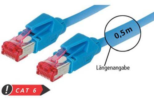 Tecline Patchkabel Cat. 6 (EIA/TIA), S/FTP, halogenfrei, mit Rastnasenschutz, blau, 1,5 m