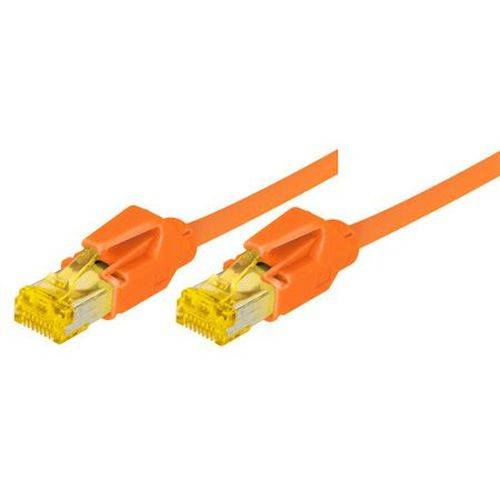 Tecline Patchkabel Cat. 6A (ISO/IEC), S/FTP, halogenfrei, mit Rastnasenschutz, orange, 0,3 m