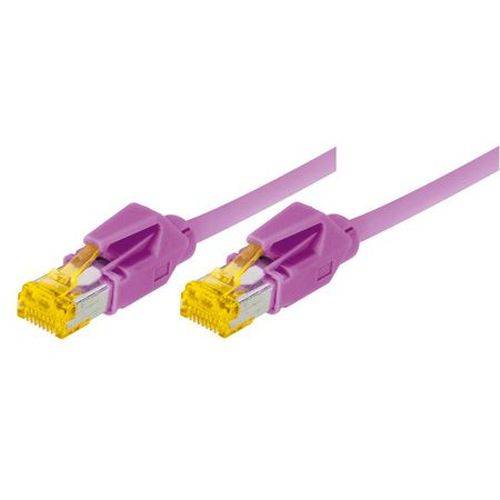 Tecline Patchkabel Cat. 6A (ISO/IEC), S/FTP, halogenfrei, mit Rastnasenschutz, erikaviolett, 0,3 m