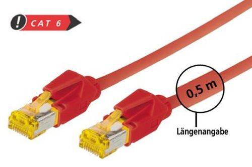 Tecline Patchkabel Cat. 6A (ISO/IEC), S/FTP, halogenfrei, mit Rastnasenschutz, rot, 1,5 m