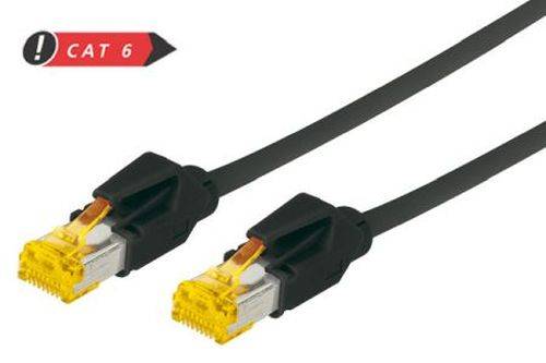 Tecline Patchkabel Cat. 6A (ISO/IEC), S/FTP, halogenfrei, mit Rastnasenschutz, schwarz, 1,5 m