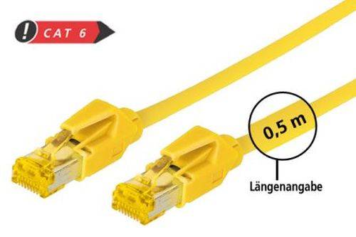 Tecline Patchkabel Cat. 6A (ISO/IEC), S/FTP, halogenfrei, mit Rastnasenschutz, gelb, 1,5 m