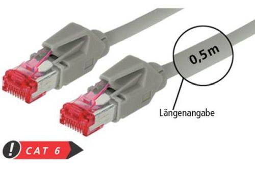 Tecline Patchkabel Cat. 6, S/FTP (PiMF), hochflexibel, mit Rastnasenschutz, grau, 1,5 m