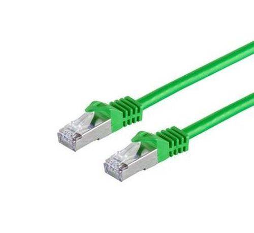 Patchkabel Cat. 6A Class EA mit Cat. 7 Rohkabel, S/FTP (PiMF), halogenfrei, mit Rastnasenschutz, grü