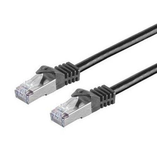 Patchkabel Cat. 6A Class EA mit Cat. 7 Rohkabel, S/FTP (PiMF), halogenfrei, mit Rastnasenschutz, sch