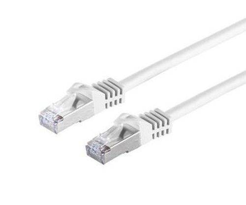 Patchkabel Cat. 6A Class EA mit Cat. 7 Rohkabel, S/FTP (PiMF), halogenfrei, mit Rastnasenschutz, wei