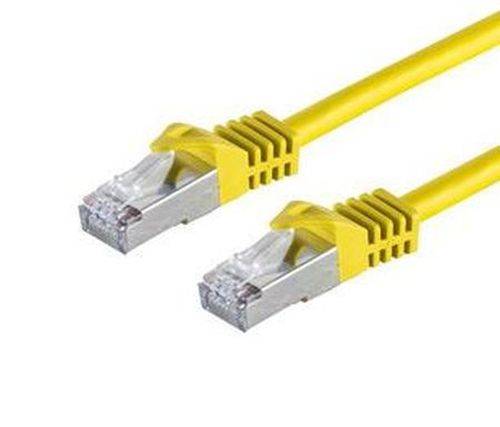 Patchkabel Cat. 6A Class EA mit Cat. 7 Rohkabel, S/FTP (PiMF), halogenfrei, mit Rastnasenschutz, gel