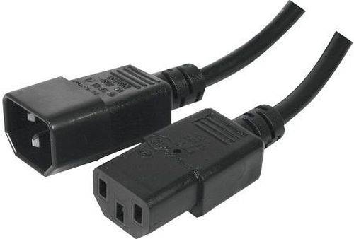 Kaltgerätekabel, Kaltgerätestecker C14 auf Kaltgerätekupplung C13, halogenfrei, schwarz, 3,0 m