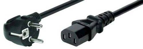 Netzanschlusskabel, Schutzkontaktstecker abgewinkelt an Kaltgerätebuchse C13, schwarz, 1,8 m