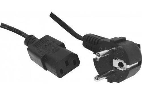 Netzanschlusskabel, Schutzkontaktstecker abgewinkelt an Kaltgerätebuchse C13, schwarz, 7,5 m