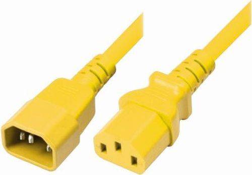 Kaltgerätekabel, Kaltgerätestecker C14 auf Kaltgerätekupplung C13, gelb, 1,8 m