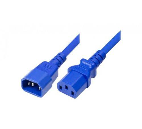 Kaltgerätekabel, Kaltgerätestecker C14 auf Kaltgerätekupplung C13, blau, 5,0 m