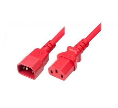 Kaltgerätekabel, Kaltgerätestecker C14 auf Kaltgerätekupplung C13, rot, 5,0 m