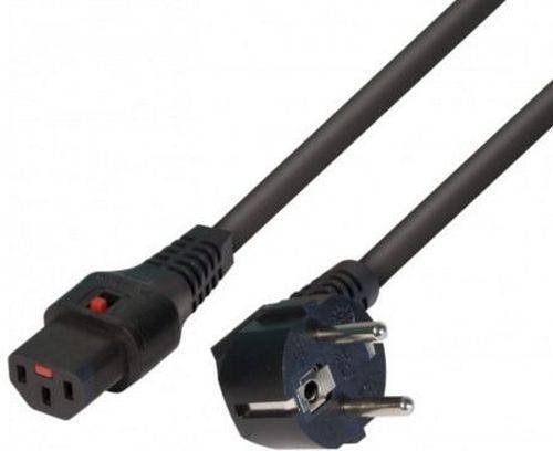 Netzanschlusskabel IEC LOCK, Schutzkontaktstecker abgewinkelt an Kaltgerätebuchse 10 A (C13) mit Ver