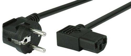 Netzanschlusskabel, Schutzkontaktstecker / Kaltgerätebuchse abgewinkelt, schwarz, 1,8 m
