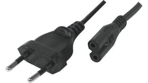 Netzanschlusskabel, Eurostecker an Euro 8 Buchse, schwarz, 1,0 m