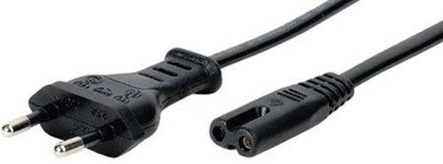 Netzanschlusskabel, Eurostecker an Euro 8 Buchse, schwarz, 1,8 m